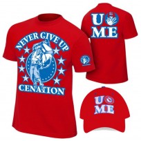 WWE комплект рестлера Джона Сины, John Cena, Never Give Up, Cenation, Красная, 2 наименования