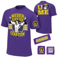 WWE комплект рестлера Джона Сины, John Cena, Never Give Up, Cenation, Фиолетовый, 2 наименования